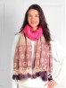 Cashmere Feeling 3-Tone Scarf with Pom pom 